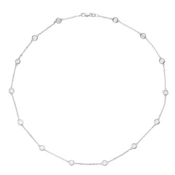 Sterling Silver 2 Carat T.W. Diamond Station Necklace