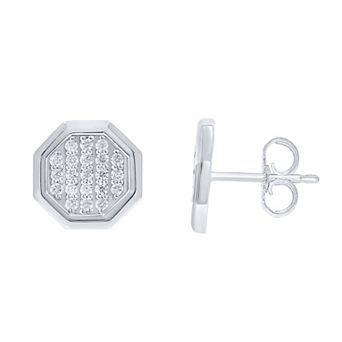 Irena Park Men's Sterling Silver 3/8 Carat T.W. Diamond Stud Earrings