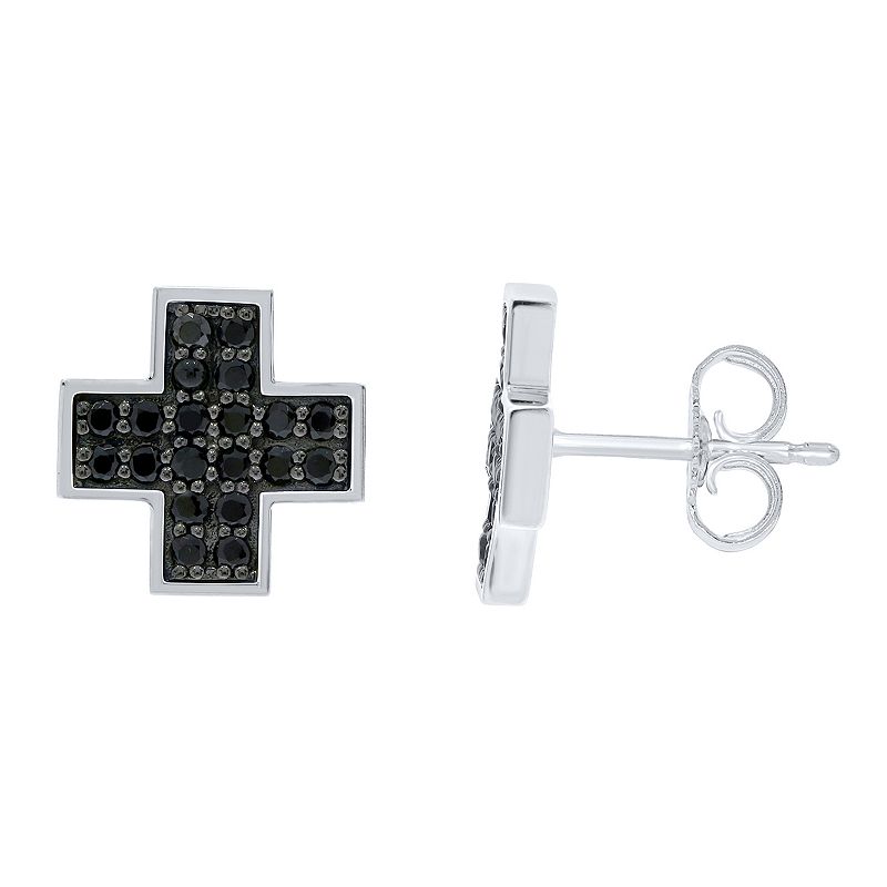 Mens diamond hot sale cross earrings