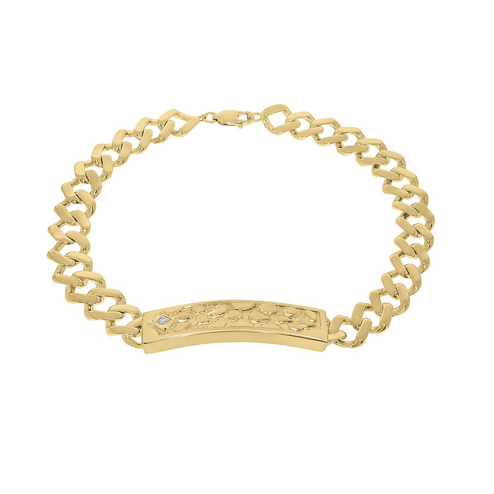 Men's 14k Gold Over Silver Diamond Accent ID Bracelet