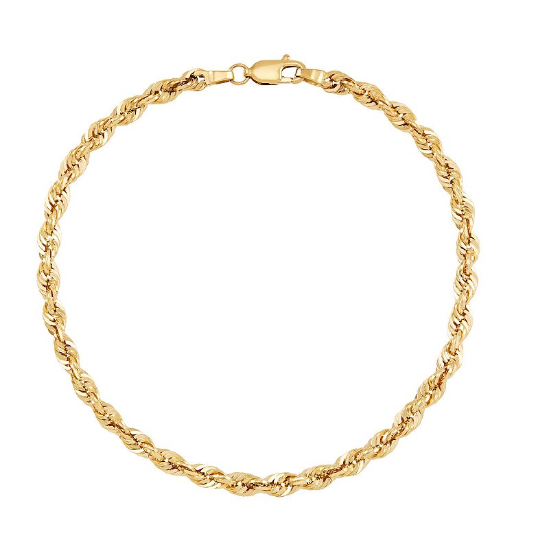 Everlasting Gold 10k Gold Hollow Glitter Chain Bracelet, Womens, Size: 8.