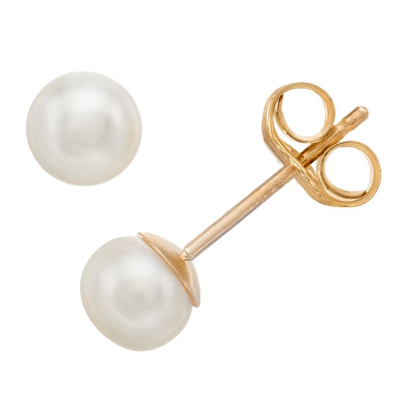 Pure Gem Collection 10k Gold Freshwater Cultured Pearl Stud Earrings, Women
