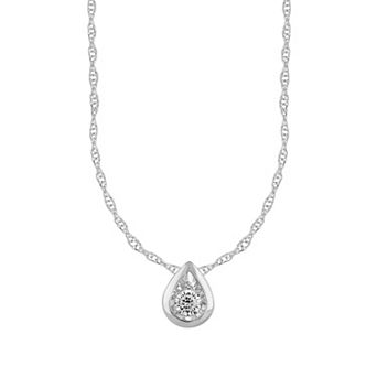 Sterling Silver 1/10 Carat T.W. Diamond Teardrop Pendant Necklace