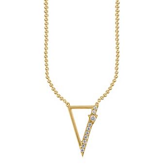 10k Gold Over Silver 1/8 Carat T.W. Diamond Triangle Pendant Necklace