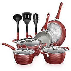 NutriChef Pre Seasoned Nonstick Cast Iron Skillet Kitchen Cookware Pan Set,  3 Pc