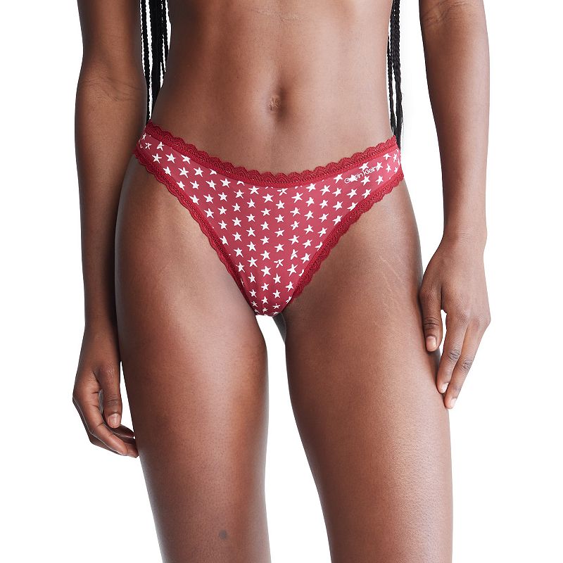 Womens Calvin Klein Flirty Thong Panty QD3705, Size: XS, Dark Red