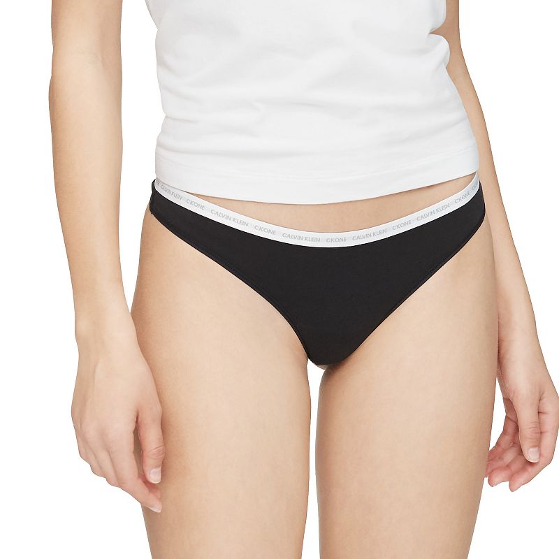 Womens Calvin Klein CK One Thong Panty QD3783, Size: Small, Black