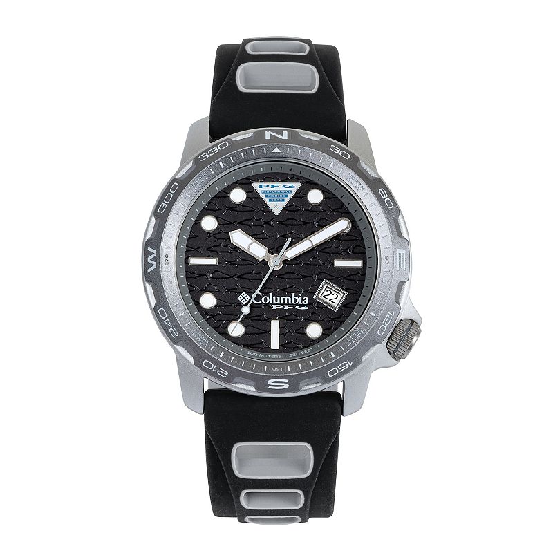 Columbia Mens Backcaster Black Silicone Strap Watch, Size: Large