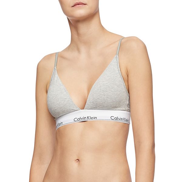 Calvin Klein Underwear UNLINED - Triangle bra - stone grey/dark blue 