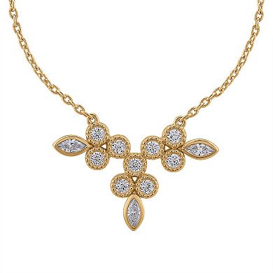 Sterling Silver Cubic Zirconia Triple Round Necklace