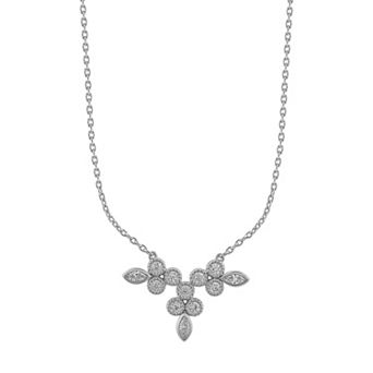 OLIVIA AND HARPER Sterling Silver Cubic Zirconia Triple Round Necklace