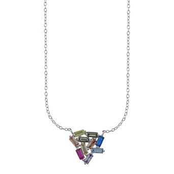 OLIVIA AND HARPER Sterling Silver Amethyst Citrine & Pink Sapphire Pendant Necklace