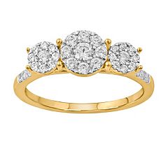 Simply Vera Vera Wang 14k Gold 1/2 Carat T.W. Certified Diamond Square Halo  Engagement Ring Set