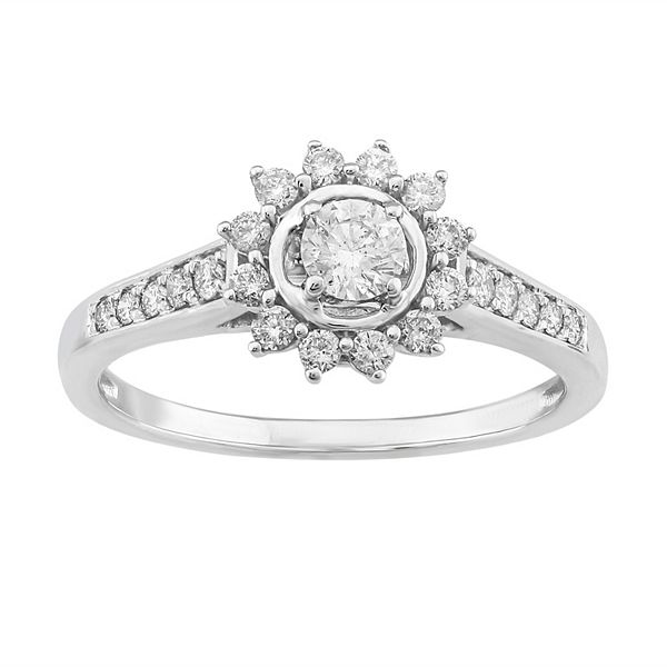 Simply Vera Vera Wang 14k White Gold 1/2 Carat T.W. Diamond Flower Halo