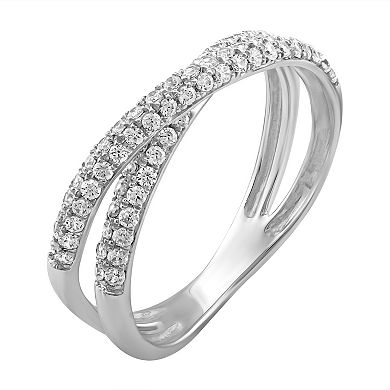 Simply Vera Vera Wang 14k White Gold 1/2 Carat T.W. Diamond Crossover Fashion Ring