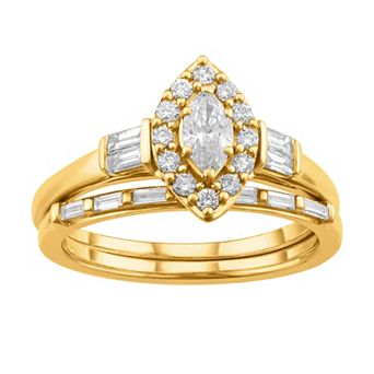 Simply Vera Vera Wang 14k Gold 1/2 Carat T.W. Diamond Marquise Engagement Ring Set