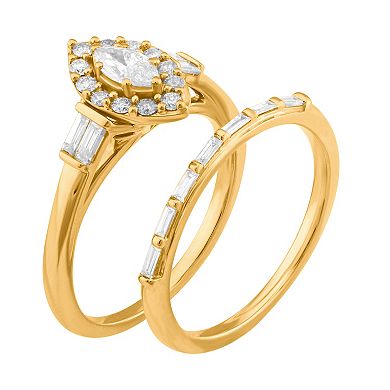 Simply Vera Vera Wang 14k Gold 1/2 Carat T.W. Diamond Marquise Engagement Ring Set