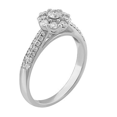 Simply Vera Vera Wang 14k White Gold 3/4 Carat T.W. Diamond Flower Engagement Ring