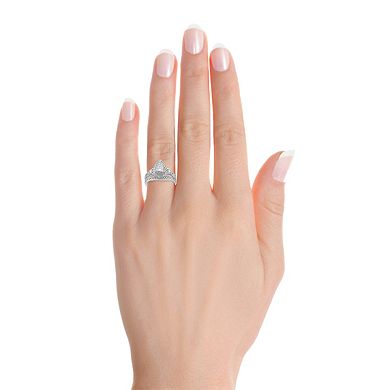 Simply Vera Vera Wang 14k White Gold 1.0 Carat T.W. Diamond Halo Cluster Bridal Set Ring
