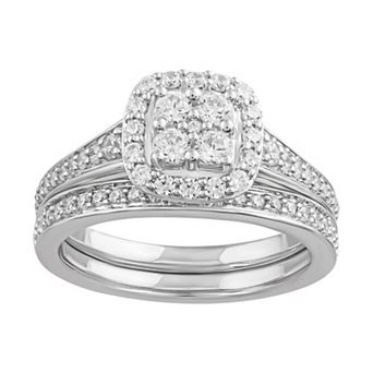 Simply Vera Vera Wang 14k White Gold 3/4 Carat T.W. Diamond Cluster Engagement Ring Set