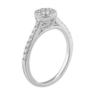 Simply Vera Vera Wang 14k White Gold 1/2 Carat T.W. Diamond Cluster Engagement Ring