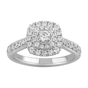 Simply Vera Vera Wang 14k White Gold 3/4 Carat T.W. Diamond Cushion Halo Engagement Ring