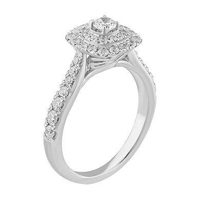 Simply Vera Vera Wang 14k White Gold 3/4 Carat T.W. Diamond Cushion Halo Engagement Ring