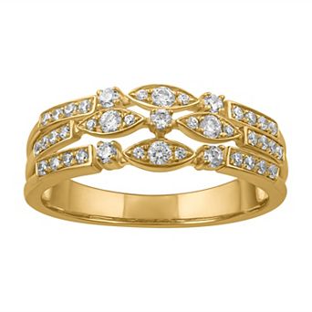 Simply Vera Vera Wang 14k Gold 1/3 Carat T.W. Diamond 3-Row Ring