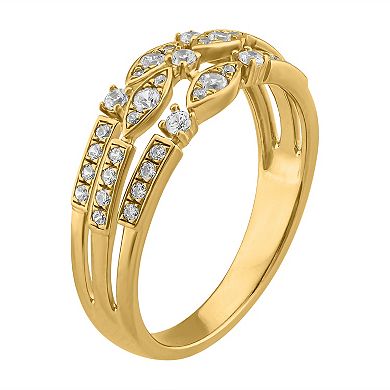 Simply Vera Vera Wang 14k Gold 1/3 Carat T.W. Diamond 3-Row Ring