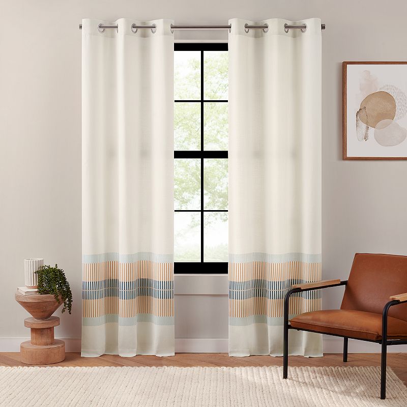 The Big One Ivory Emile Stripe 2-Pack Window Curtain Set, Natural, 40X63