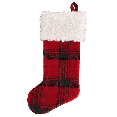St. Nicholas Square® Red Plaid Faux Fur Trim Christmas Stocking