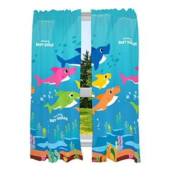 Baby Shark Cute Sharks 2-Pack Window Curtain Set
