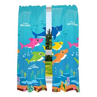 Baby Shark Cute Sharks 2-Pack Window Curtain Set