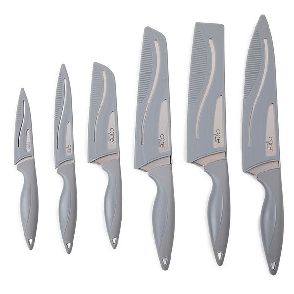 Zyliss 6 Piece Kitchen Knife Set with Sheath Covers, Stainless Steel 