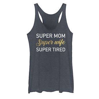 Juniors' Super Mom Wife Tired Graphic Tank Top
