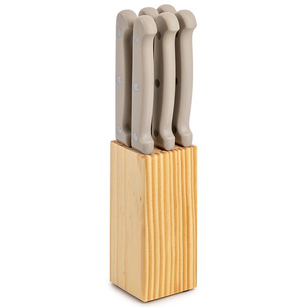 Core Kitchen Set of 6 4.5 Steak Knives & Wooden Storage Block
