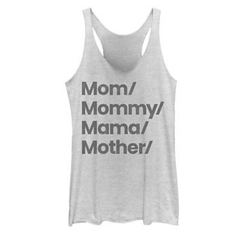 Juniors' Mom Synonoms Distressed Word Stack Graphic Tank Top