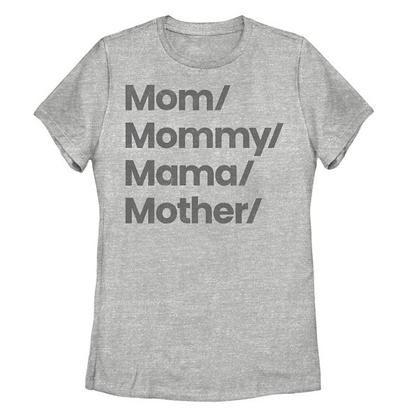 Juniors' Mom Synonoms Distressed Word Stack Graphic Tee