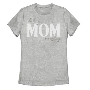 Juniors' Mom All day, Everyday Faded Text Graphic Tee
