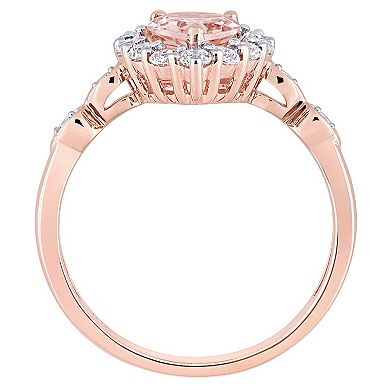 Stella Grace 10k Rose Gold Morganite, White Topaz & Diamond Accent Teardrop Halo Ring