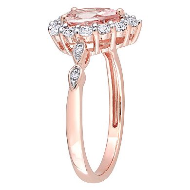 Stella Grace 10k Rose Gold Morganite, White Topaz & Diamond Accent Teardrop Halo Ring