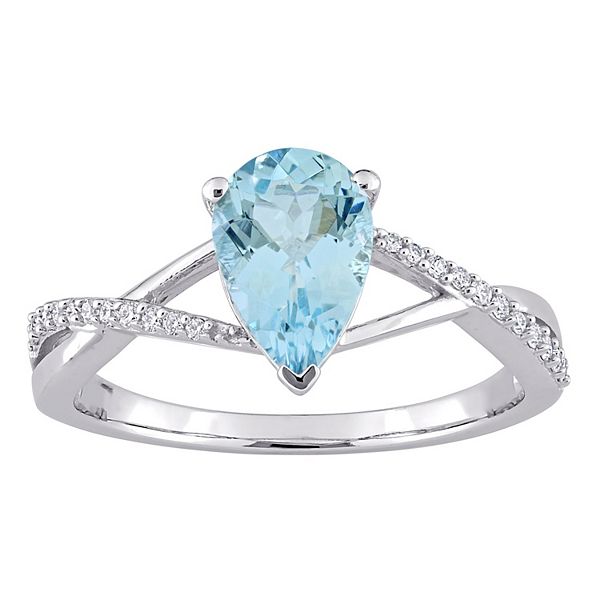 Stella Grace 14k White Gold Aquamarine & Diamond Accent Crossover Ring