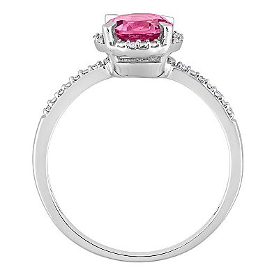 Stella Grace 10k White Gold Pink Topaz & Diamond Accent Halo Engagement Ring