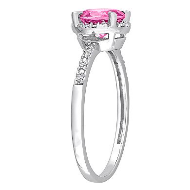 Stella Grace 10k White Gold Pink Topaz & Diamond Accent Halo Engagement Ring