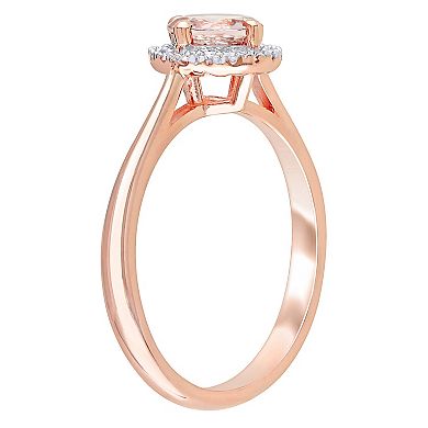 Stella Grace 10k Rose Gold Morganite & Diamond Accent Halo Ring