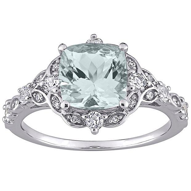 Aquamarine Engagement Ring in White Gold