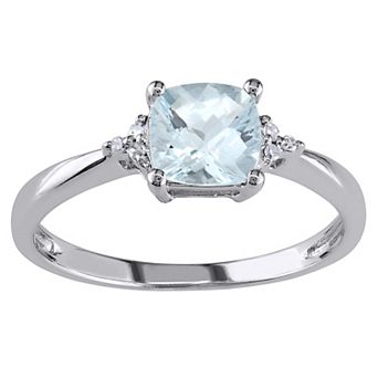 Stella Grace 10k White Gold Aquamarine & Diamond Accent Solitaire Ring