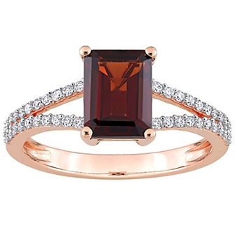 Stella Grace 14k Rose Gold Garnet & Diamond Accent Split-Shank Engagement Ring