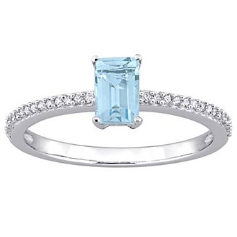 Stella Grace 10k White Gold Blue Topaz & Diamond Accent Promise Ring