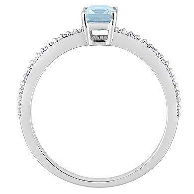 Stella Grace 10k White Gold Blue Topaz & Diamond Accent Promise Ring